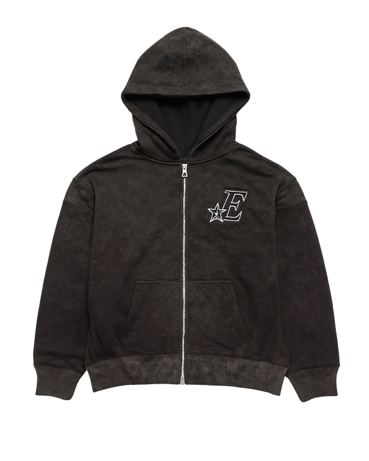 Vintage Black Zip Up Hoodie